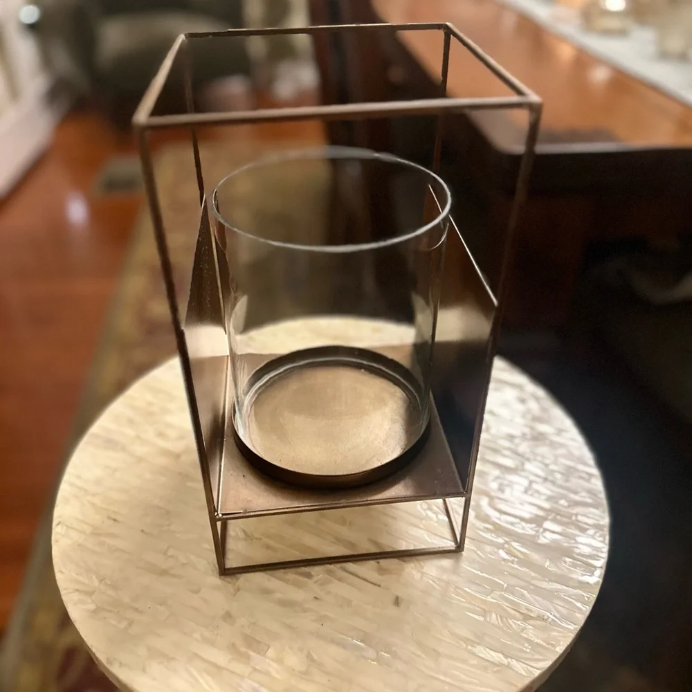 West Elm Metal and Glass Candle Holder